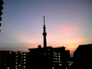 日没に聳える